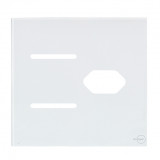 Placa p/ 2 Interruptorres + Tomada 4x4 - Novara Glass Branco